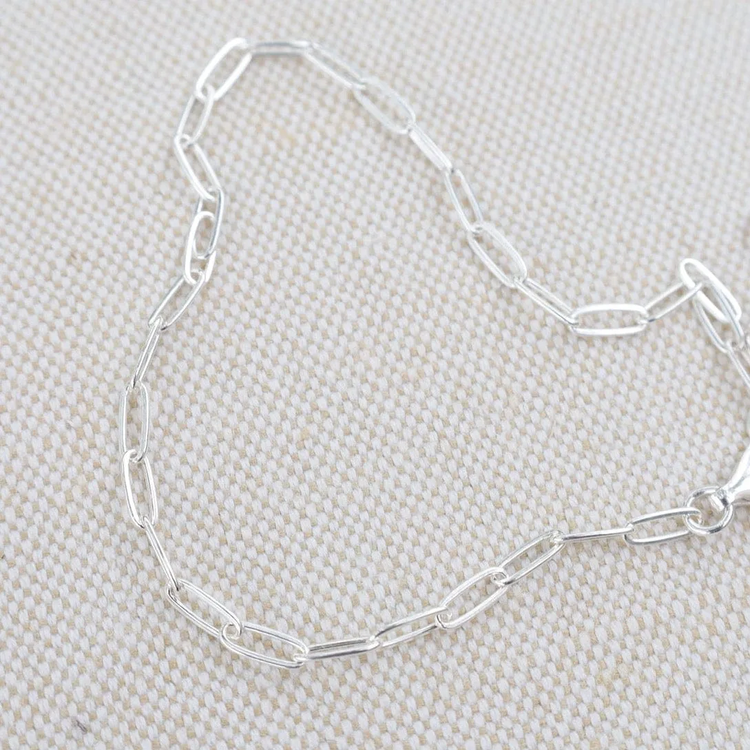 10" Sterling Silver Flat Drawn Cable Chain Anklet