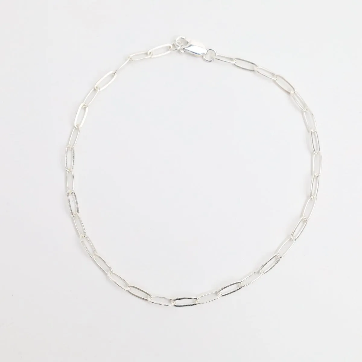 10" Sterling Silver Flat Drawn Cable Chain Anklet