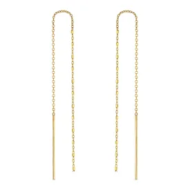 14k Gold Square Bead Chain Drop Threaders