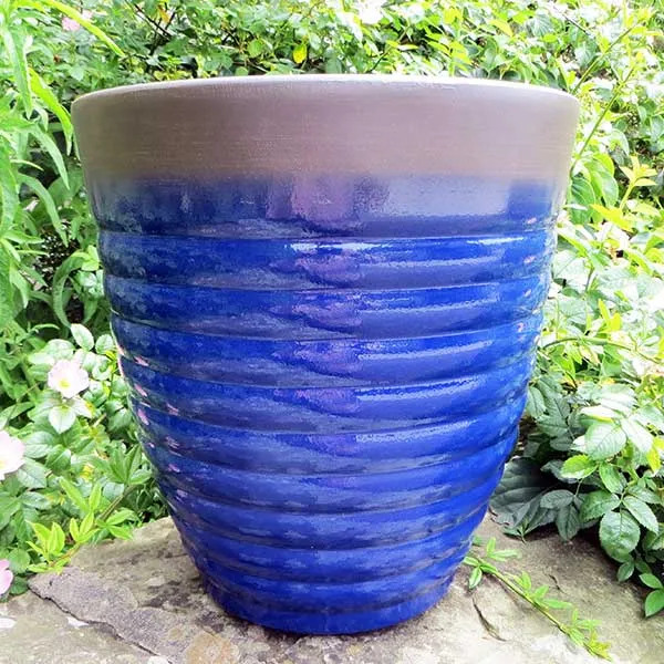 40cm Florence Planter Diamond Blue Plant Pot