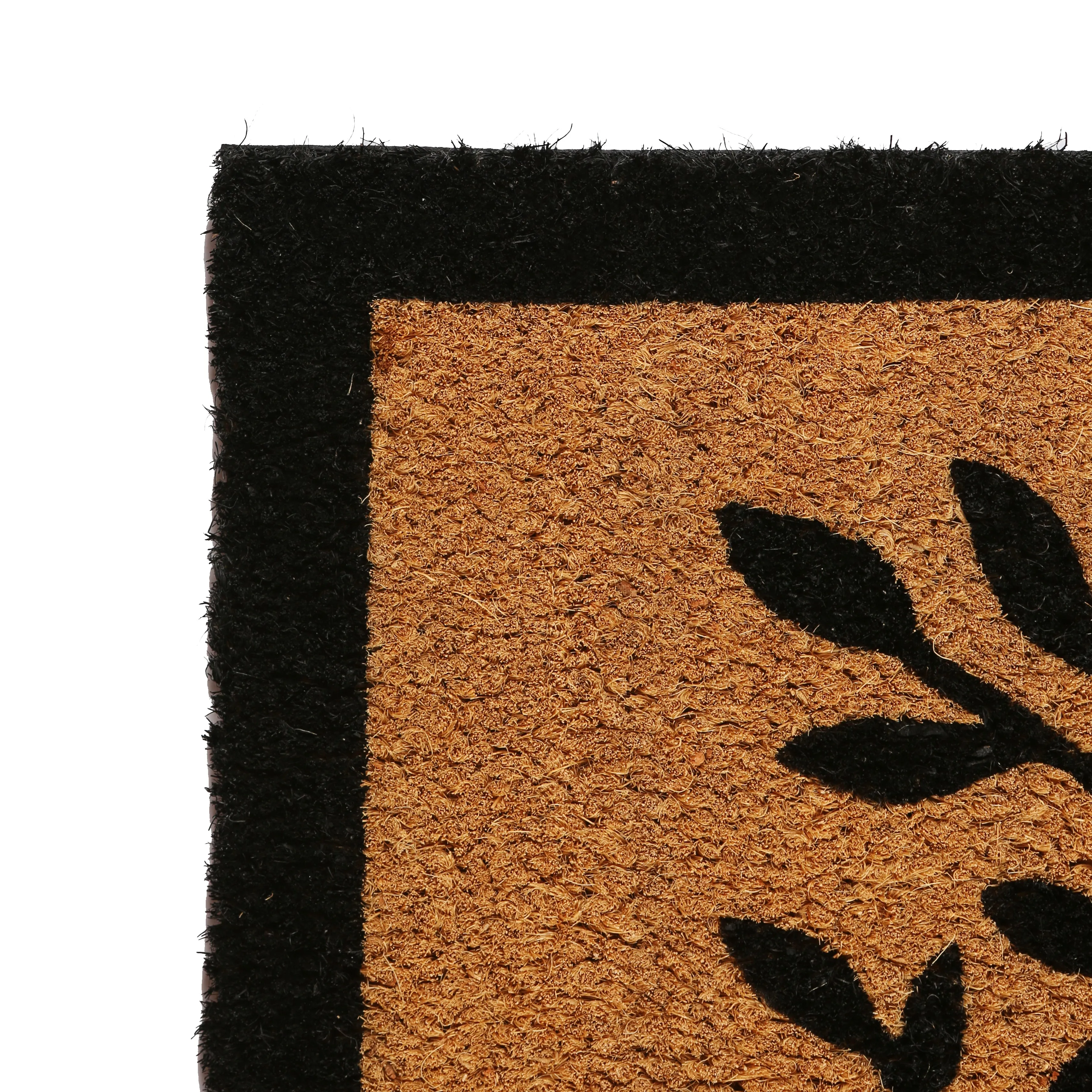 90cm x 60cm Black Tree of Life Coir Door Mat - By Nicola Spring