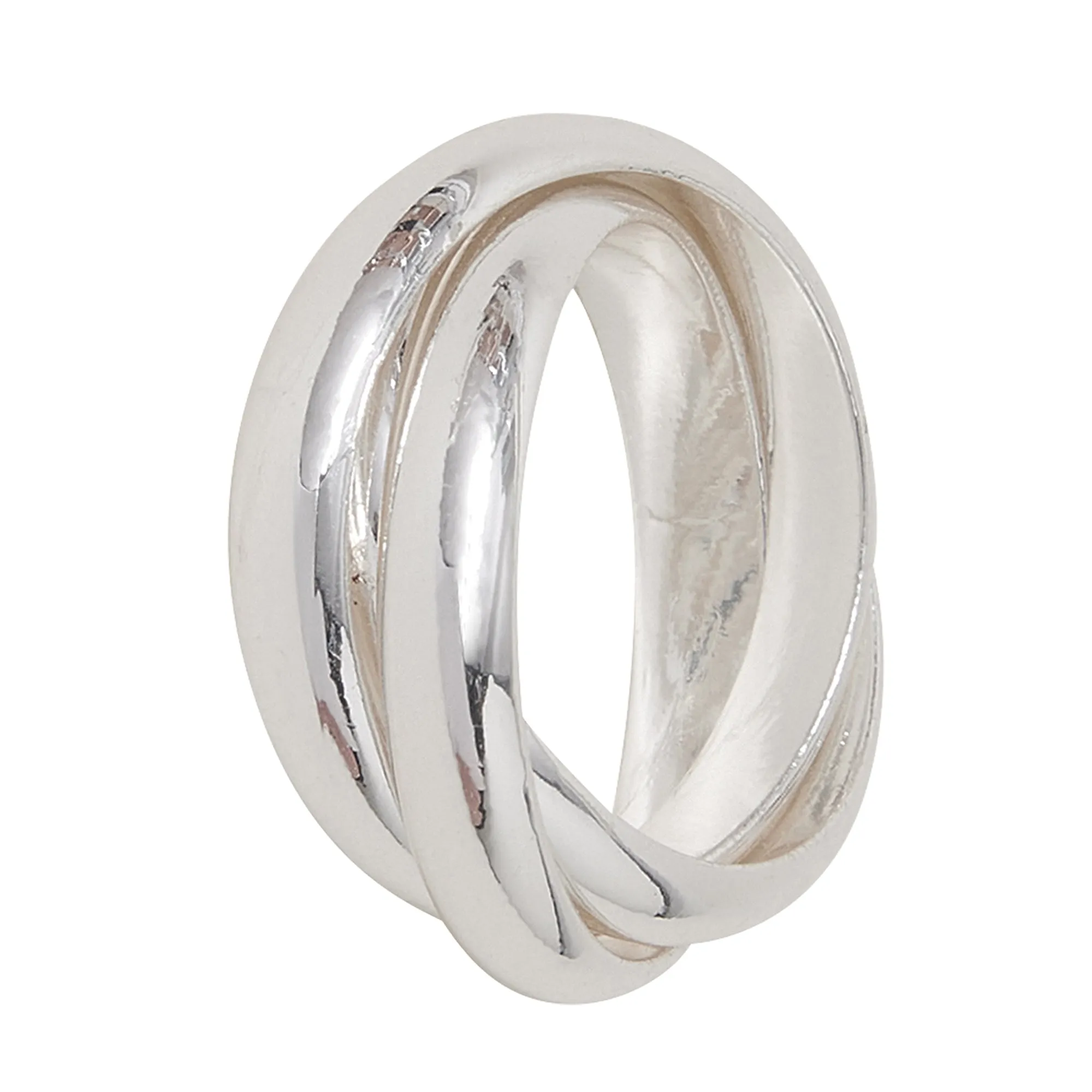 925 Sterling Silver Plated Twisted Ring Silver-Large