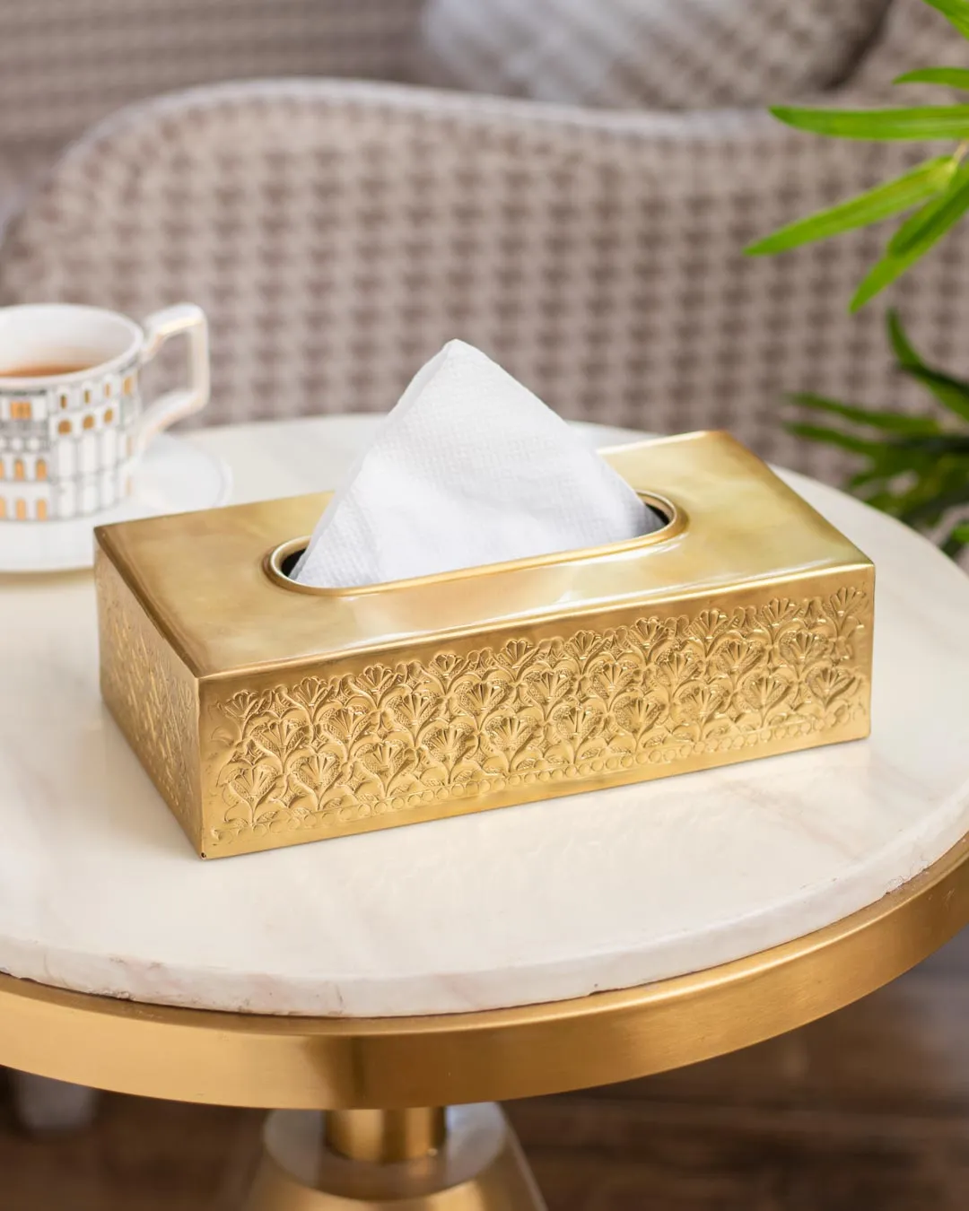 Acanthus Brass Tissue Box