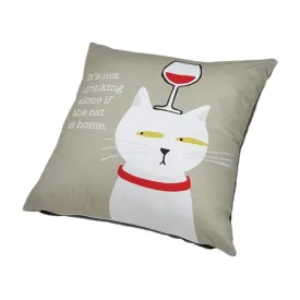 Accent Pillow | It's Not Drinking Alone If The Cat Is Home