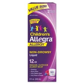 Allegra Children's 12 Hour Non-Drowsy Antihistamine Allergy Relief Medicine 30mg Berry Flavor Liquid 8oz