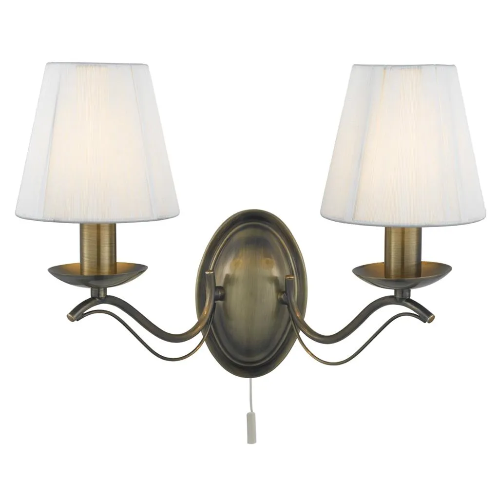 Andretti 2Lt Wall Light - Antique Brass