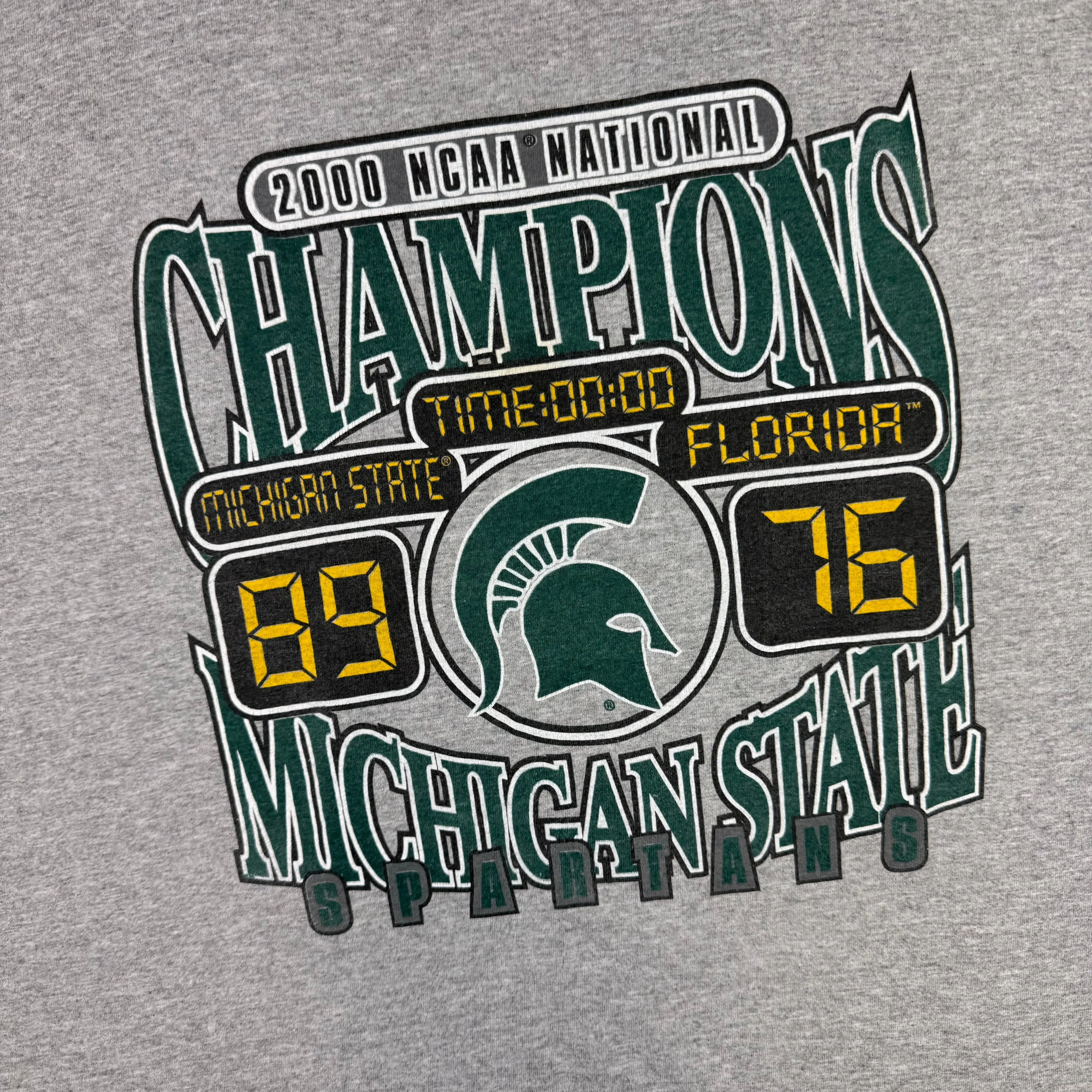 Anvil Michigan State Spartans 2000 NCAA National Champions Scoreboard Graphic T-shirt Grey