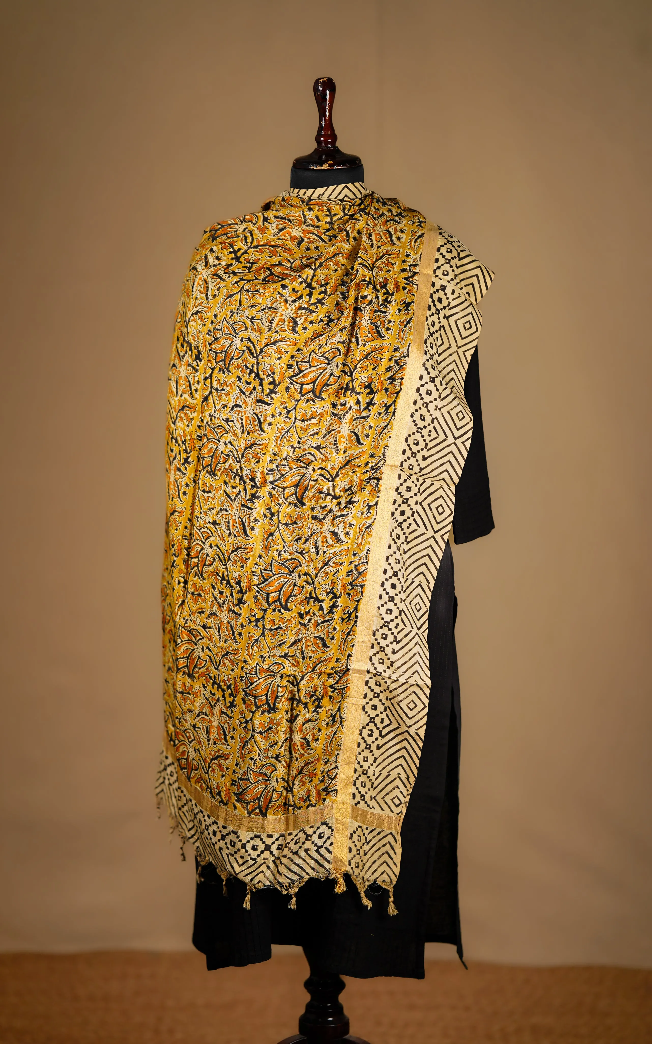 Art Silk Hand Blocked Kalamkari Dupatta 129IOS14