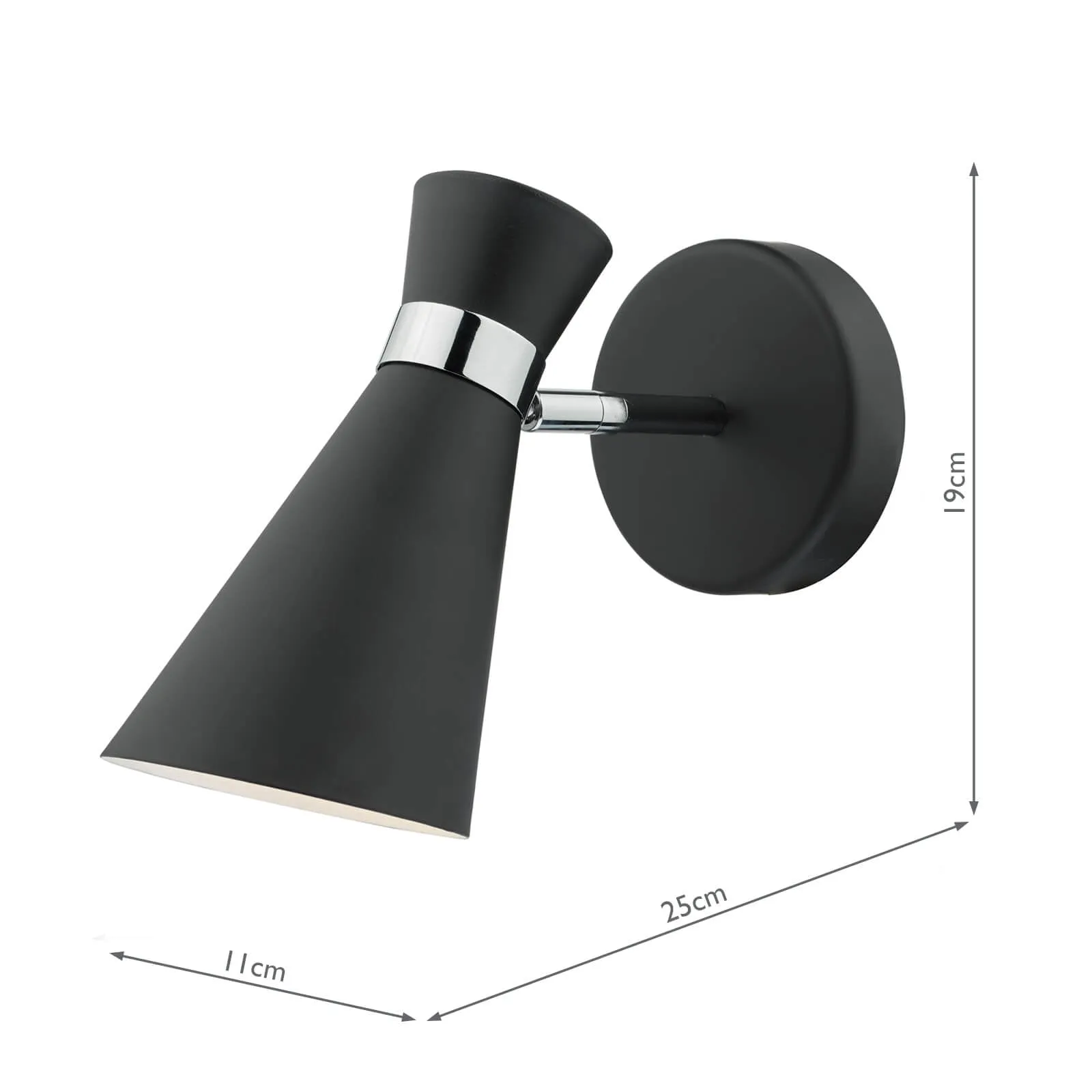 Ashworth Single Wall Spotlight - Matt Black/Polished Chrome