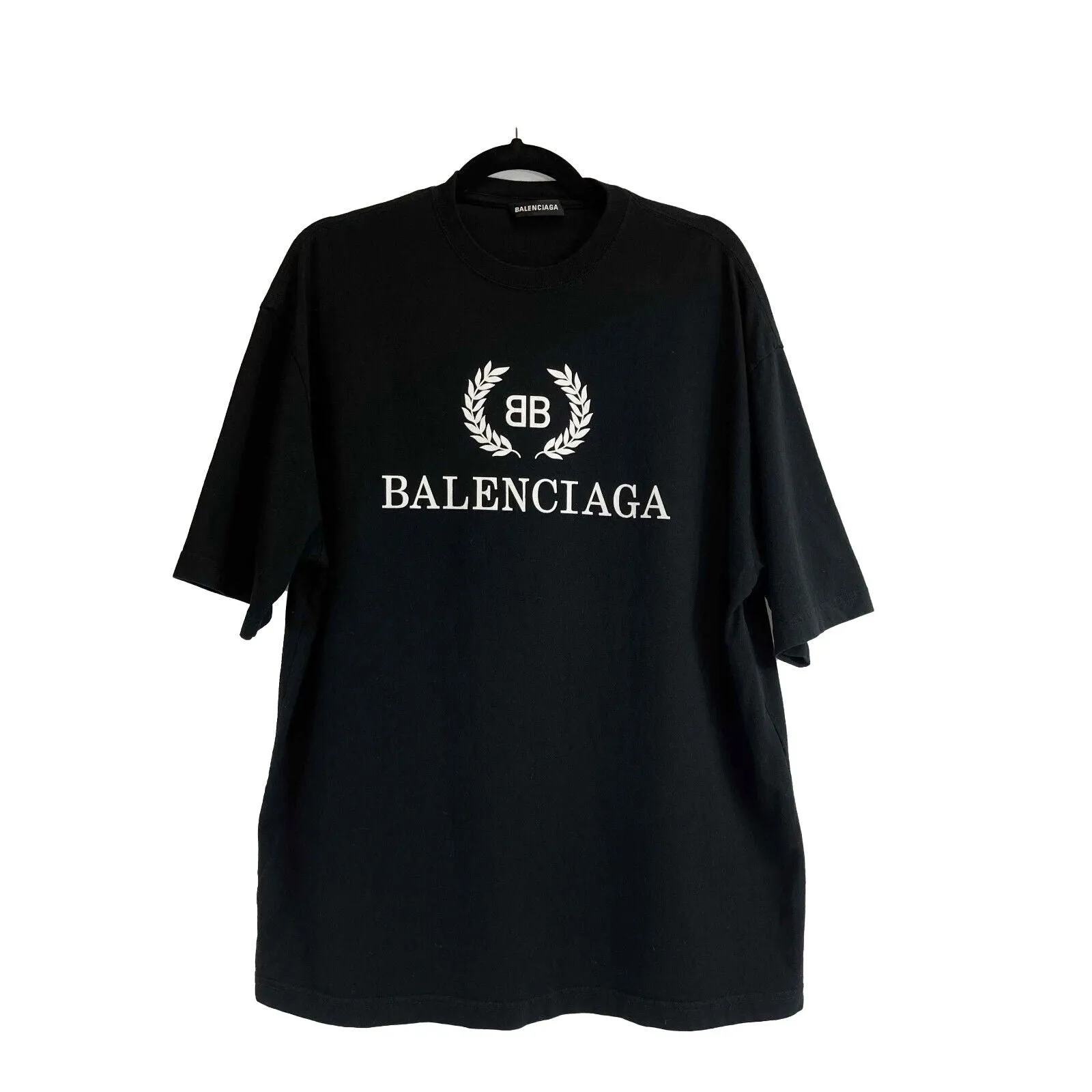 Balenciaga - Men's SS19 Logo Crown Oversized Black T-Shirt - Size S