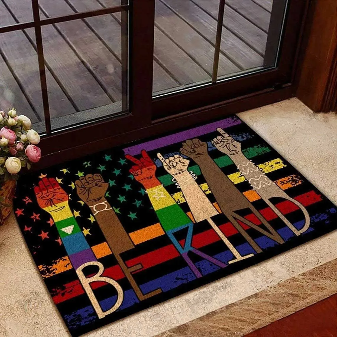 Be Kind Equality Lgbt Rainbow Doormat, Pride Doormat, Doormat For Lgbt Pride