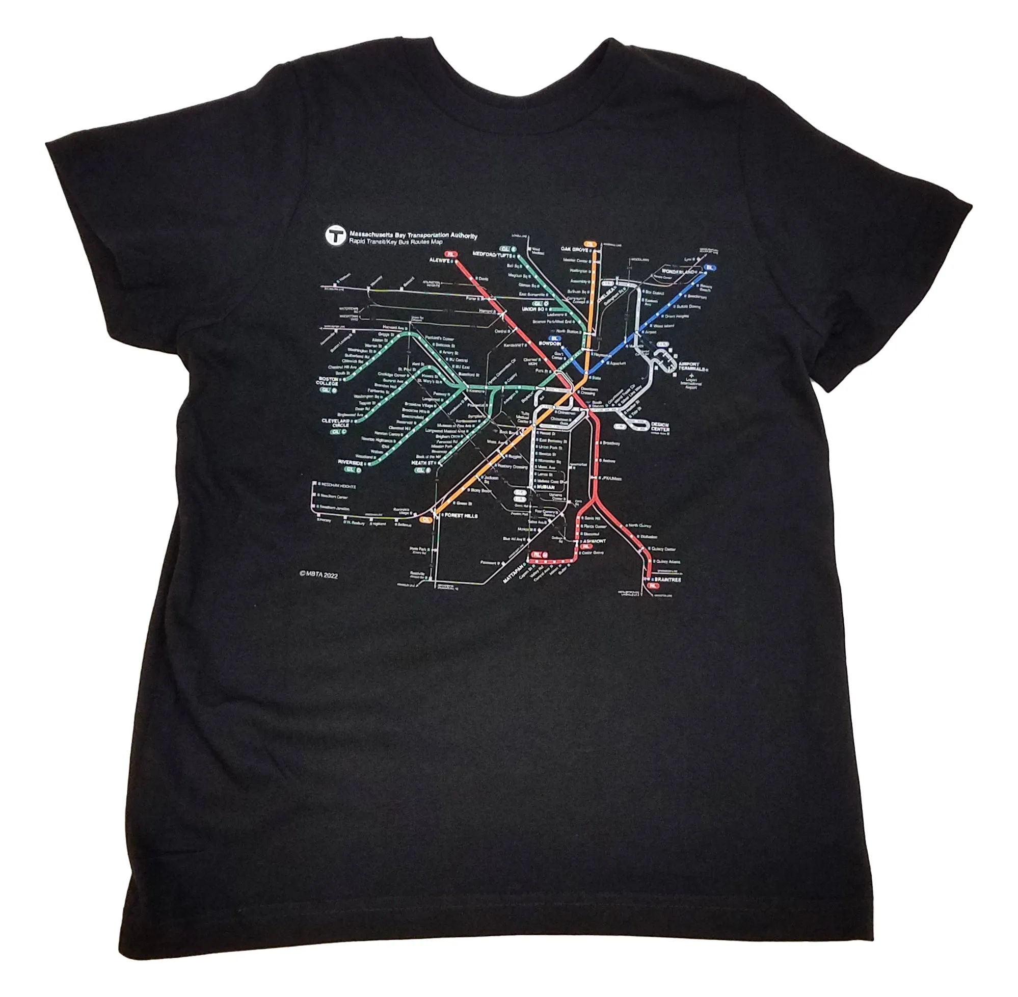 Black T-shirt with MBTA Rapid Transit Map (TODDLER/YOUTH)