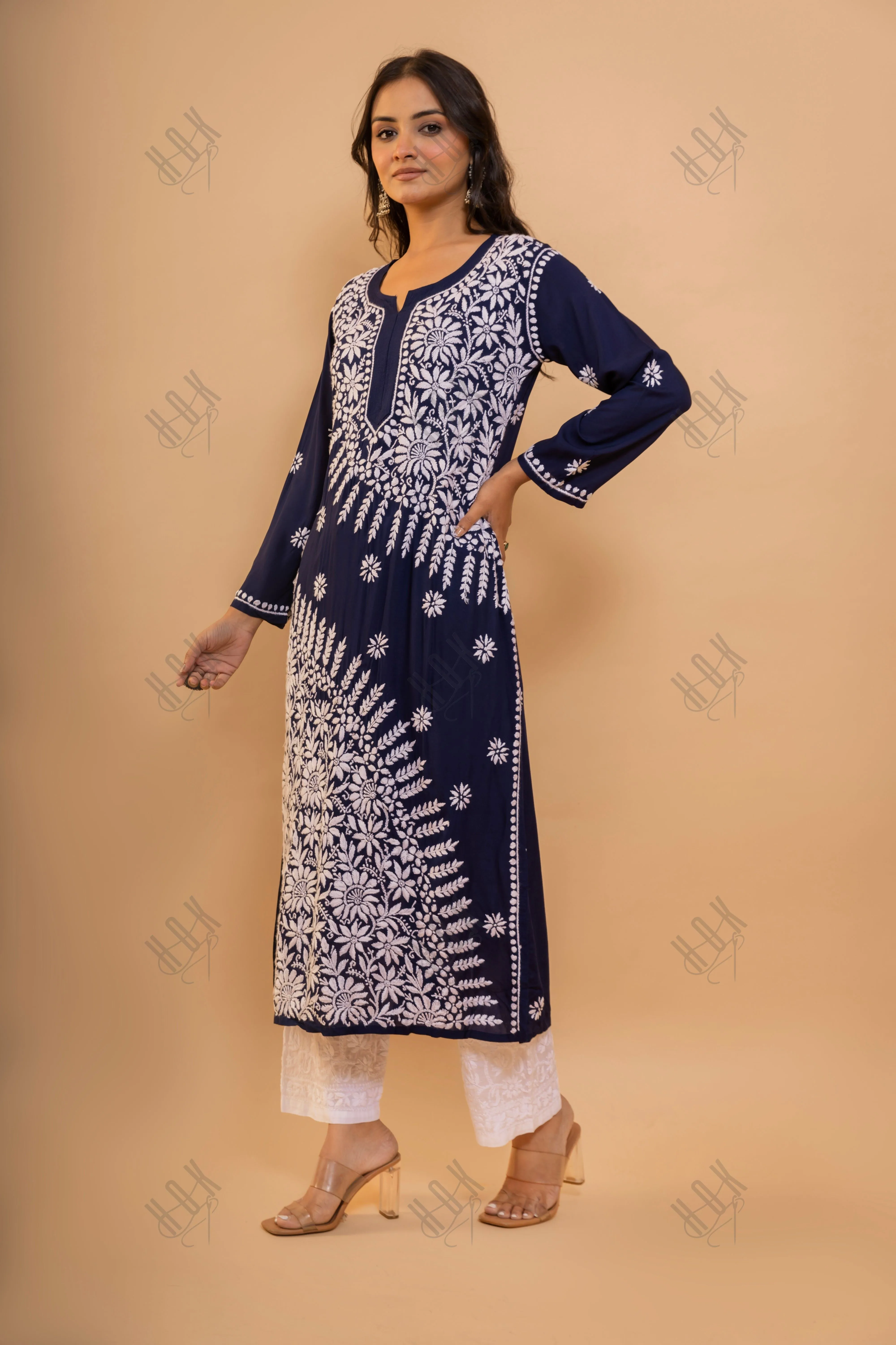 Blue Bliss Fizaa Chikankari Modal Cotton Kurta