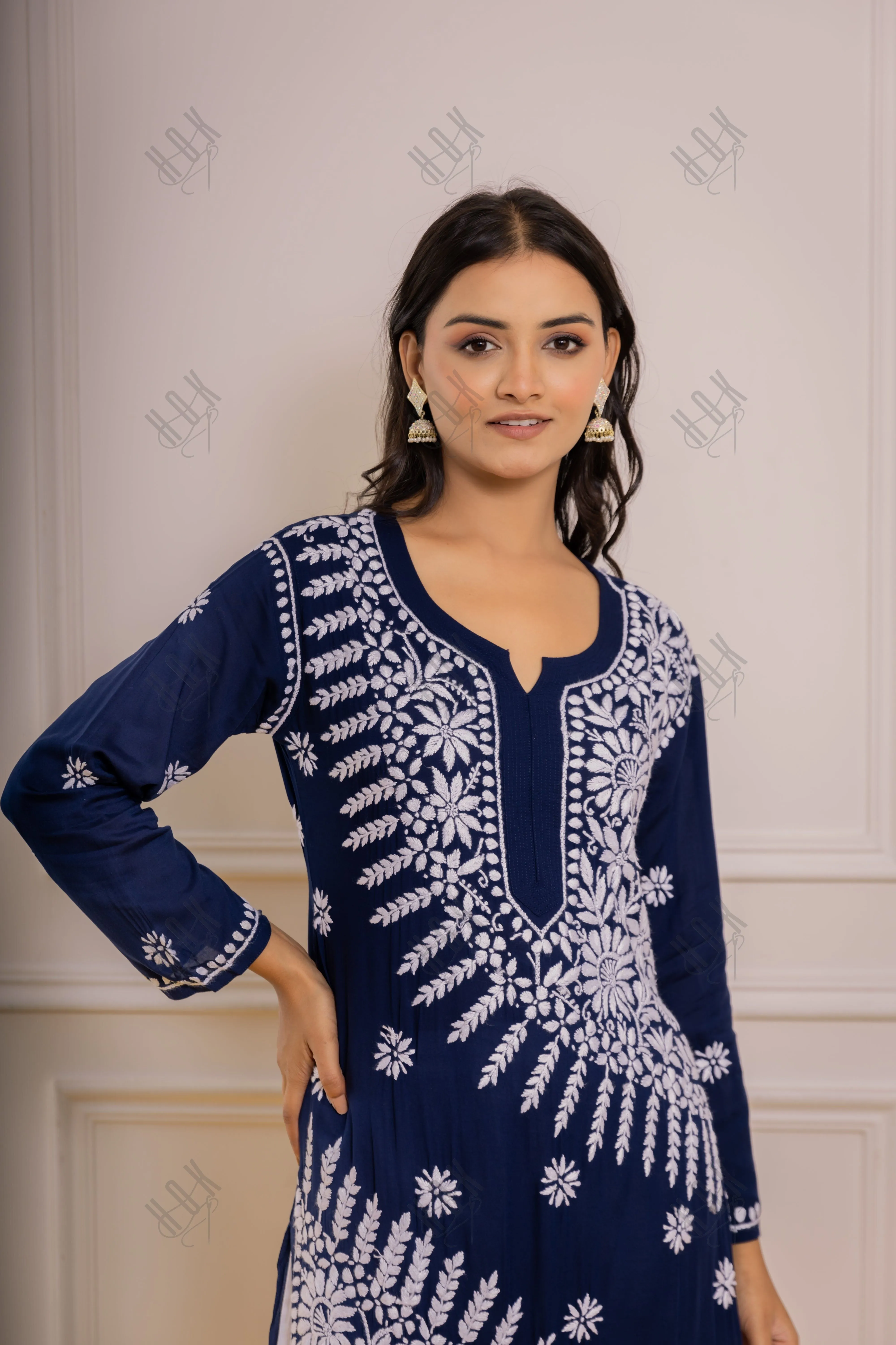 Blue Bliss Fizaa Chikankari Modal Cotton Kurta