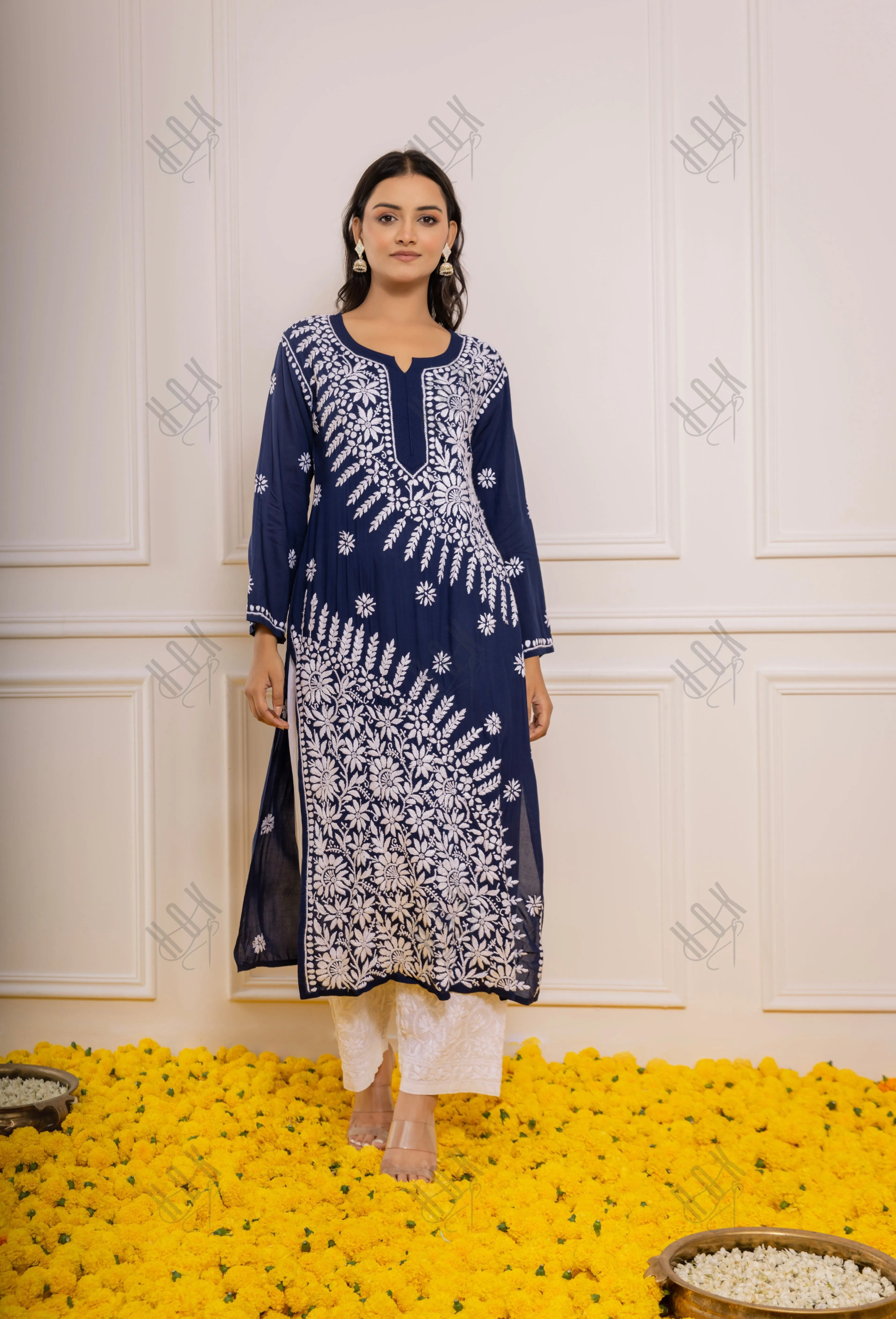 Blue Bliss Fizaa Chikankari Modal Cotton Kurta