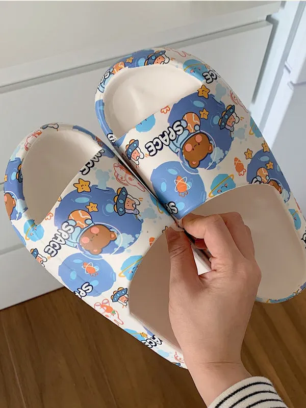 Blue Cartoon Bear Bath Lounge Slipper