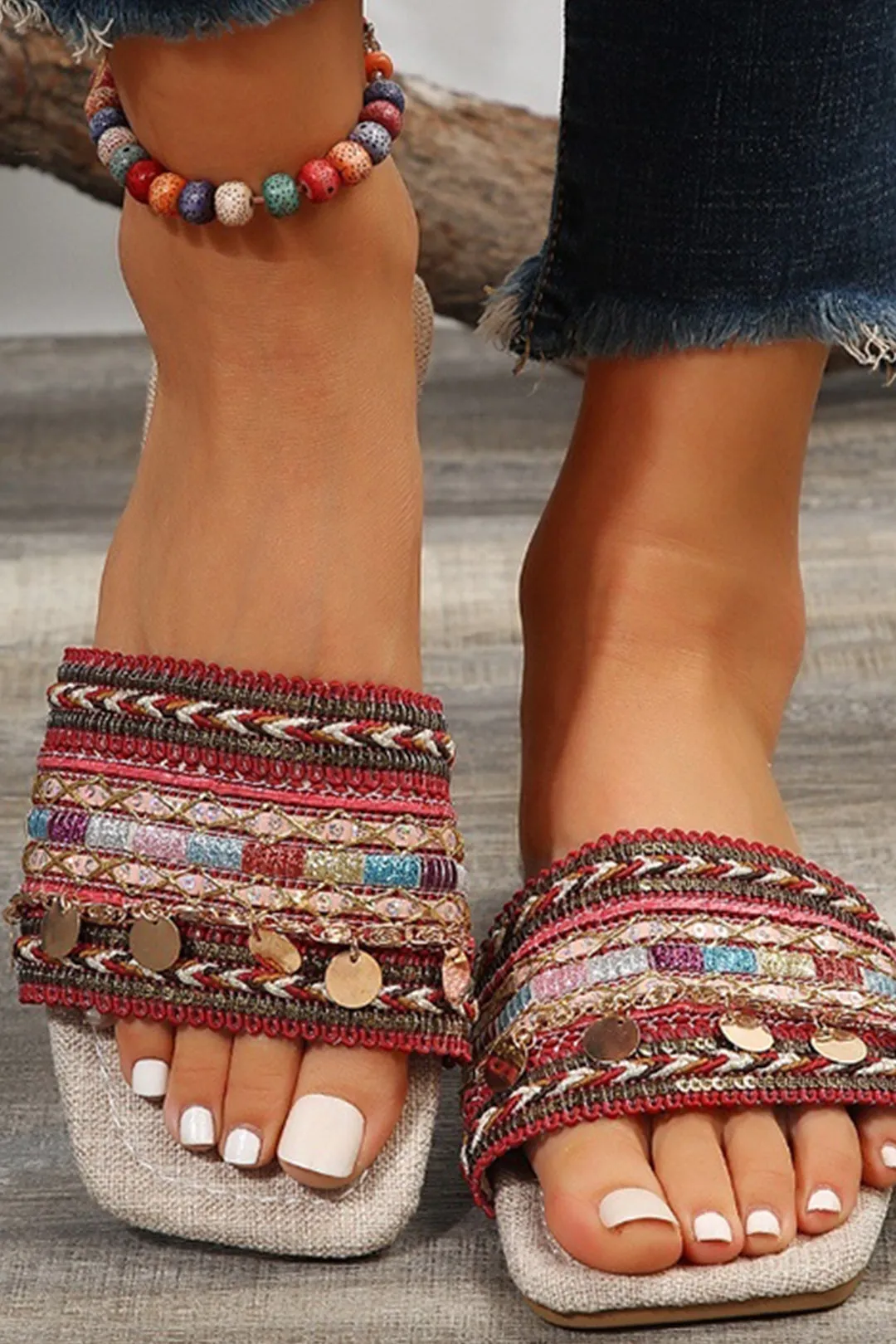 Bohemian Open-Toe Slippers