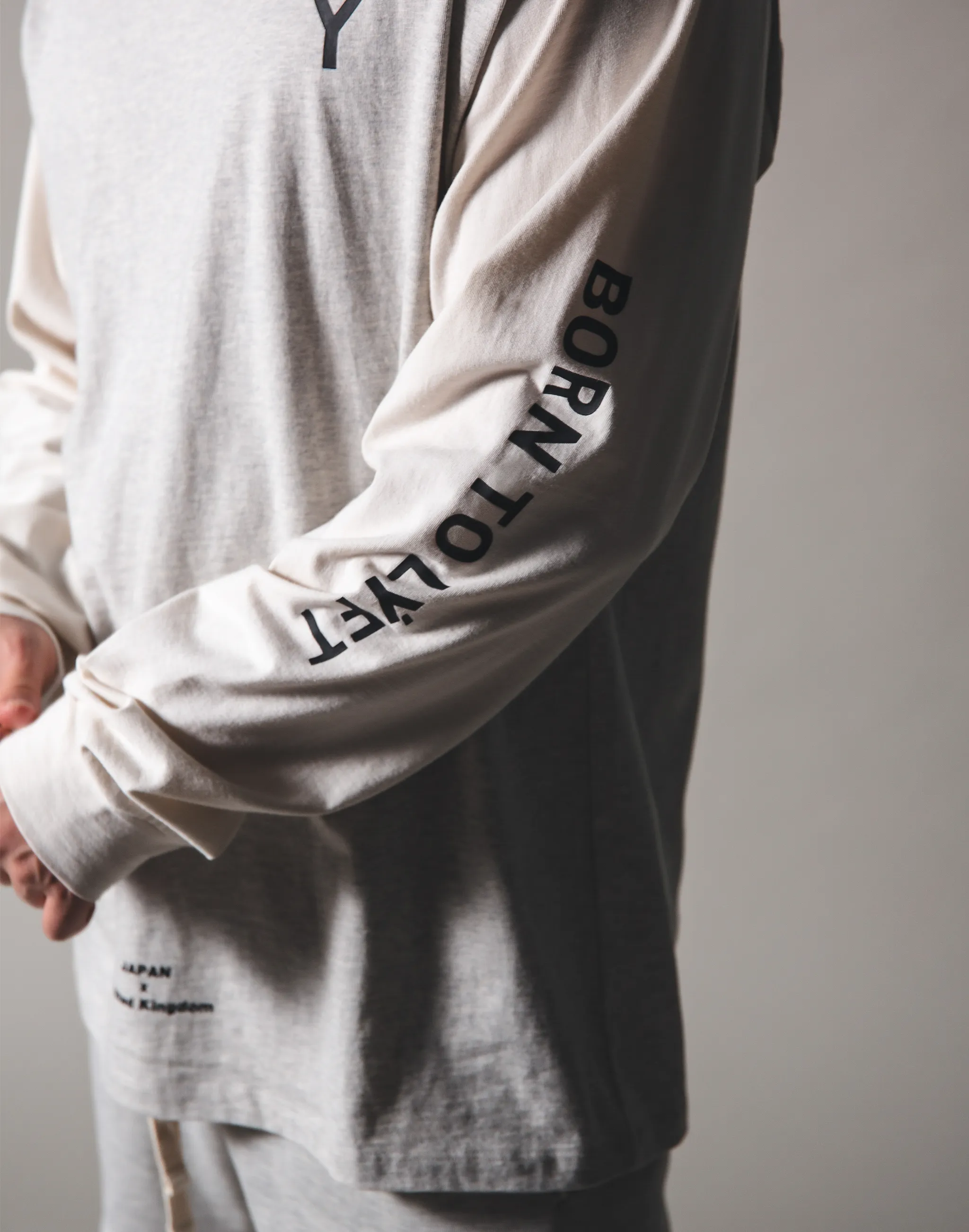 BORN TO LÝFT Big Long T-Shirt - Grey / Off White