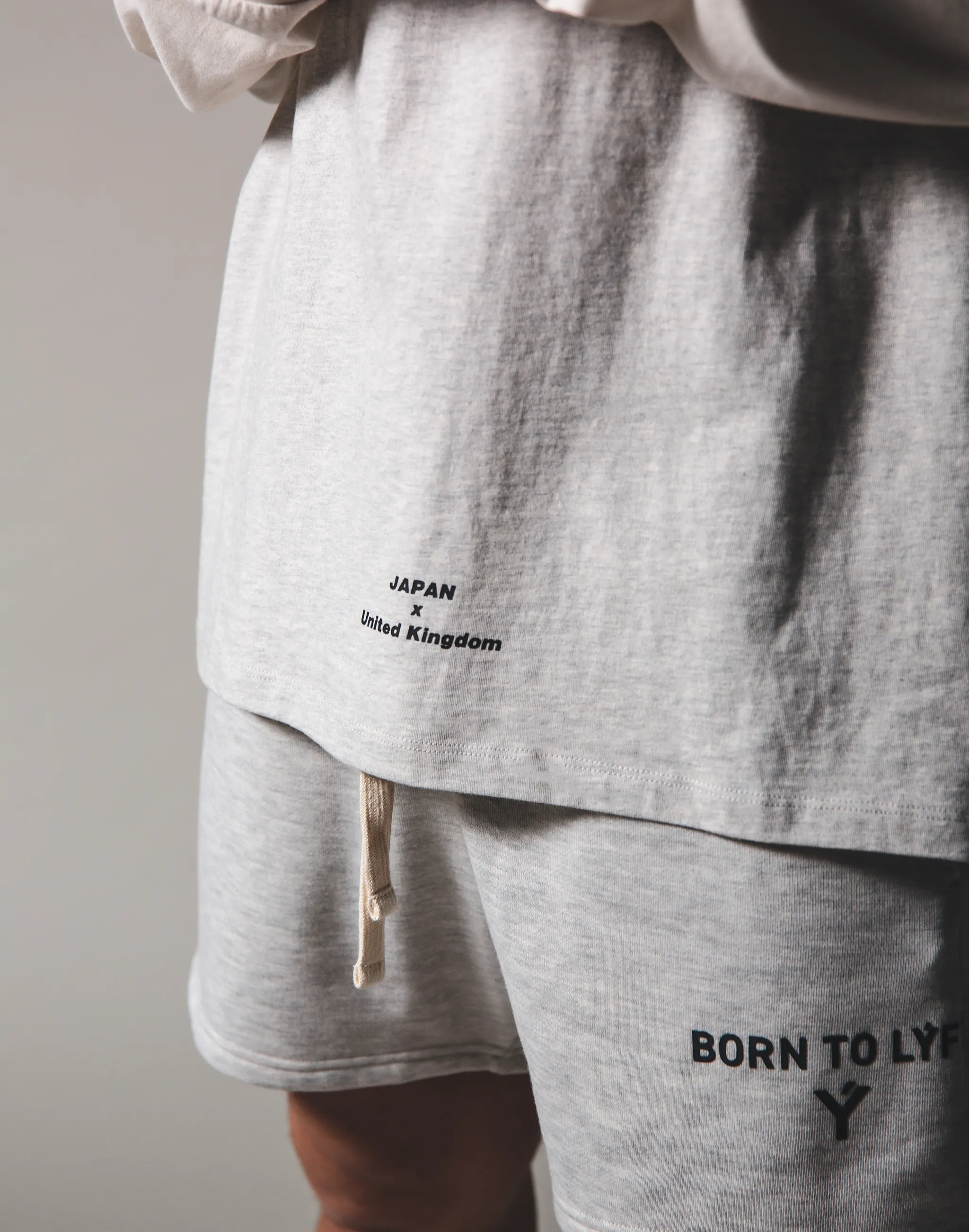 BORN TO LÝFT Big Long T-Shirt - Grey / Off White