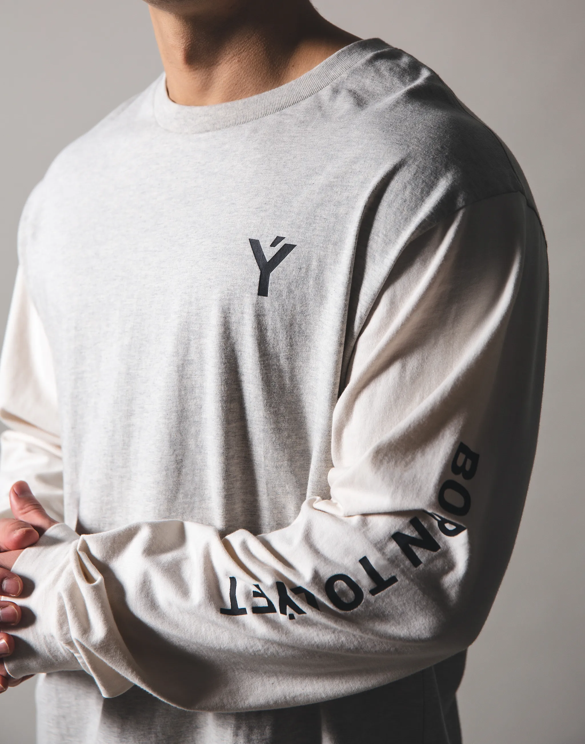 BORN TO LÝFT Big Long T-Shirt - Grey / Off White