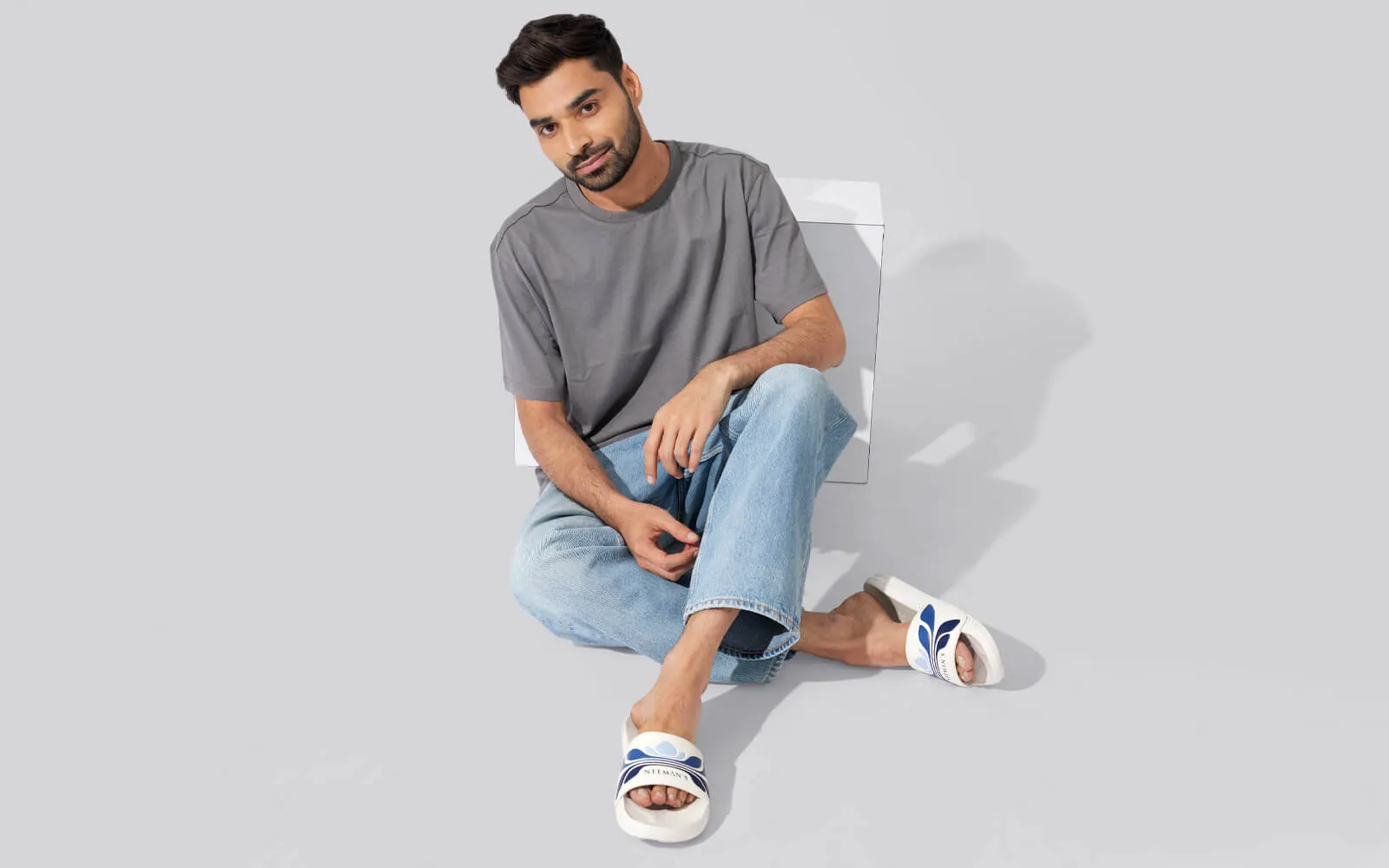 Breather Slides (Men Exclusive) : White-Blue