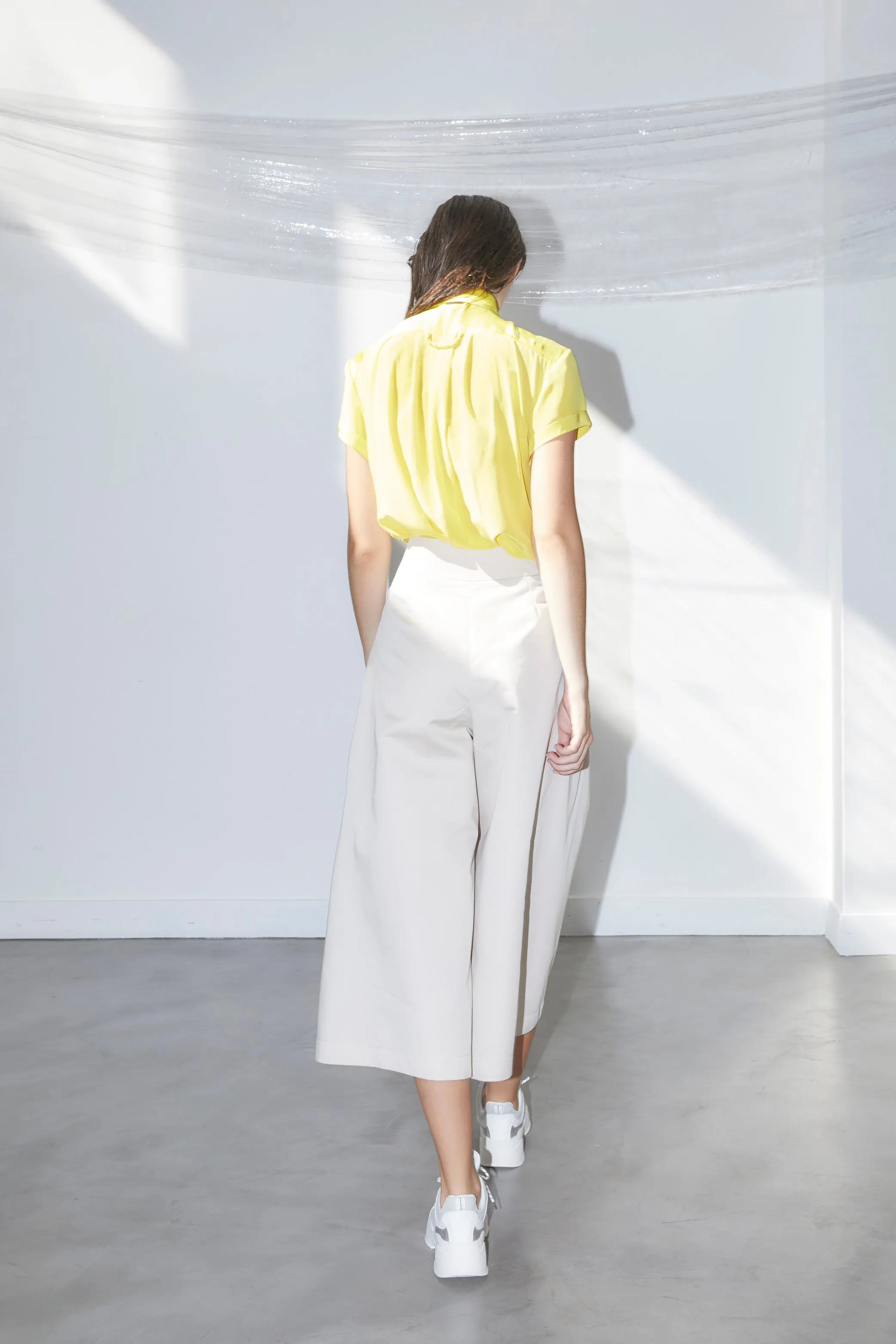 CALI light beige - short cotton and silk wrap pants