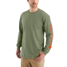 Carhartt Men's Signature Logo Long Sleeve T-Shirt_Olivine Heather