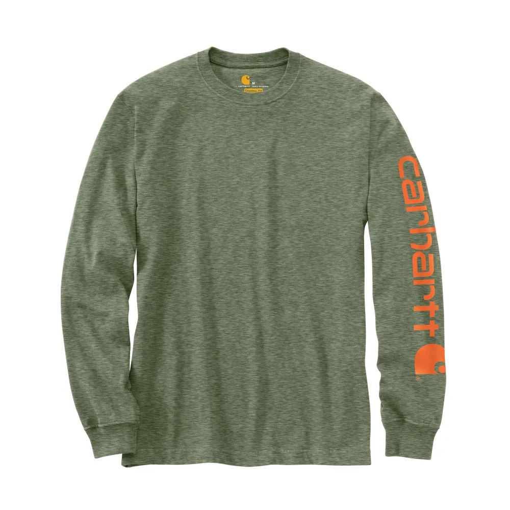 Carhartt Men's Signature Logo Long Sleeve T-Shirt_Olivine Heather