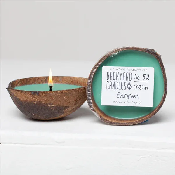 Coconut Shell Candle, Evergreen