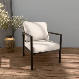 COOS BAY Modern Patio Dining Chair with Cushions, Beige/Blue