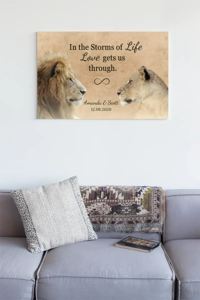 Customized Lions Canvas With Names And Date