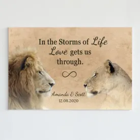 Customized Lions Canvas With Names And Date