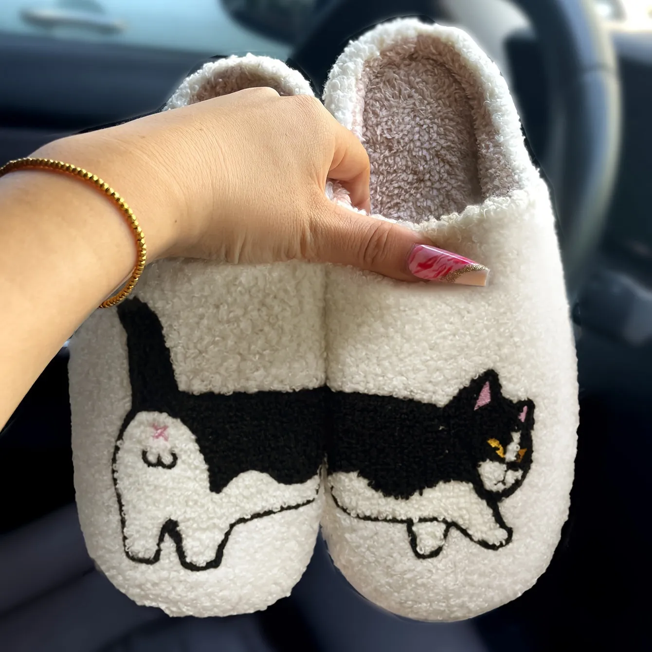 Cute Cartoon Fluffy Home Slippers, Soft Sole Bedroom Cozy Plush Lined Shoes, Non-slip Floor Mute Slippers, Winter & Autumn