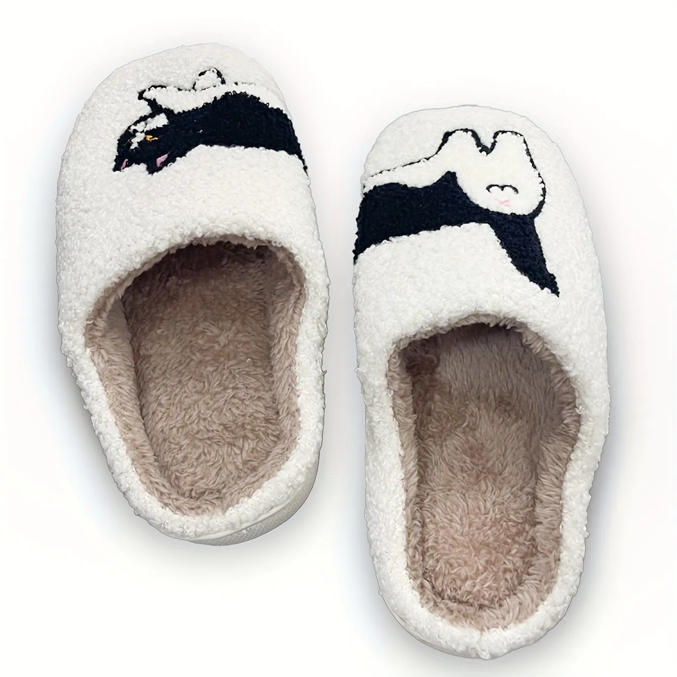 Cute Cartoon Fluffy Home Slippers, Soft Sole Bedroom Cozy Plush Lined Shoes, Non-slip Floor Mute Slippers, Winter & Autumn