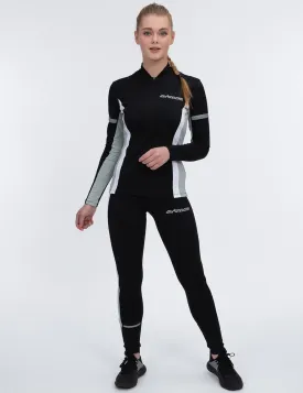 Damen Thermo Funktions Laufshirt Langarm Schwarz