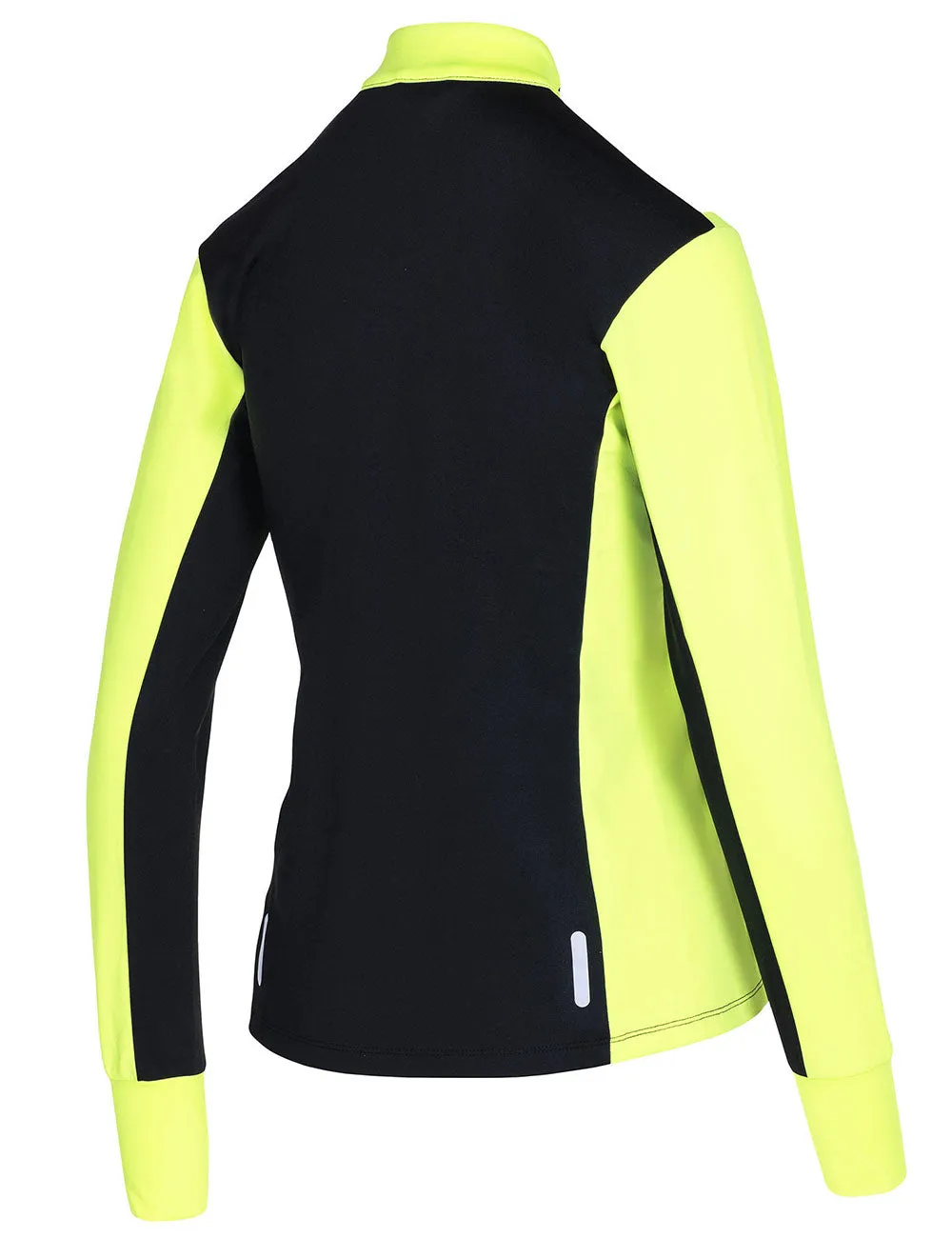 Damen Winter Fleece Laufshirt Langarm Thermo Running Sweatshirt Pro Line Schwarz-Neon Setprodukt