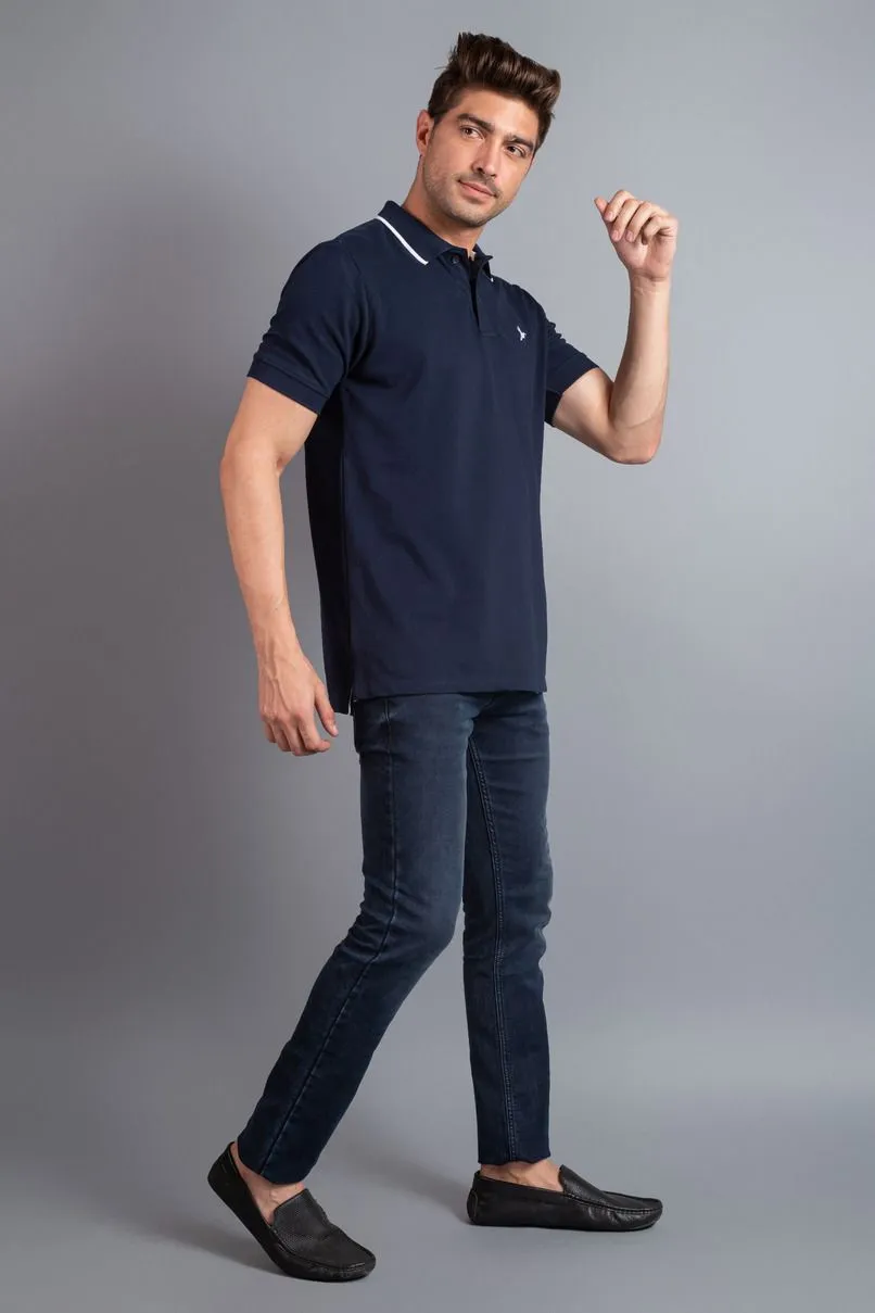 Dark Navy Solid TShirt - Stain Proof