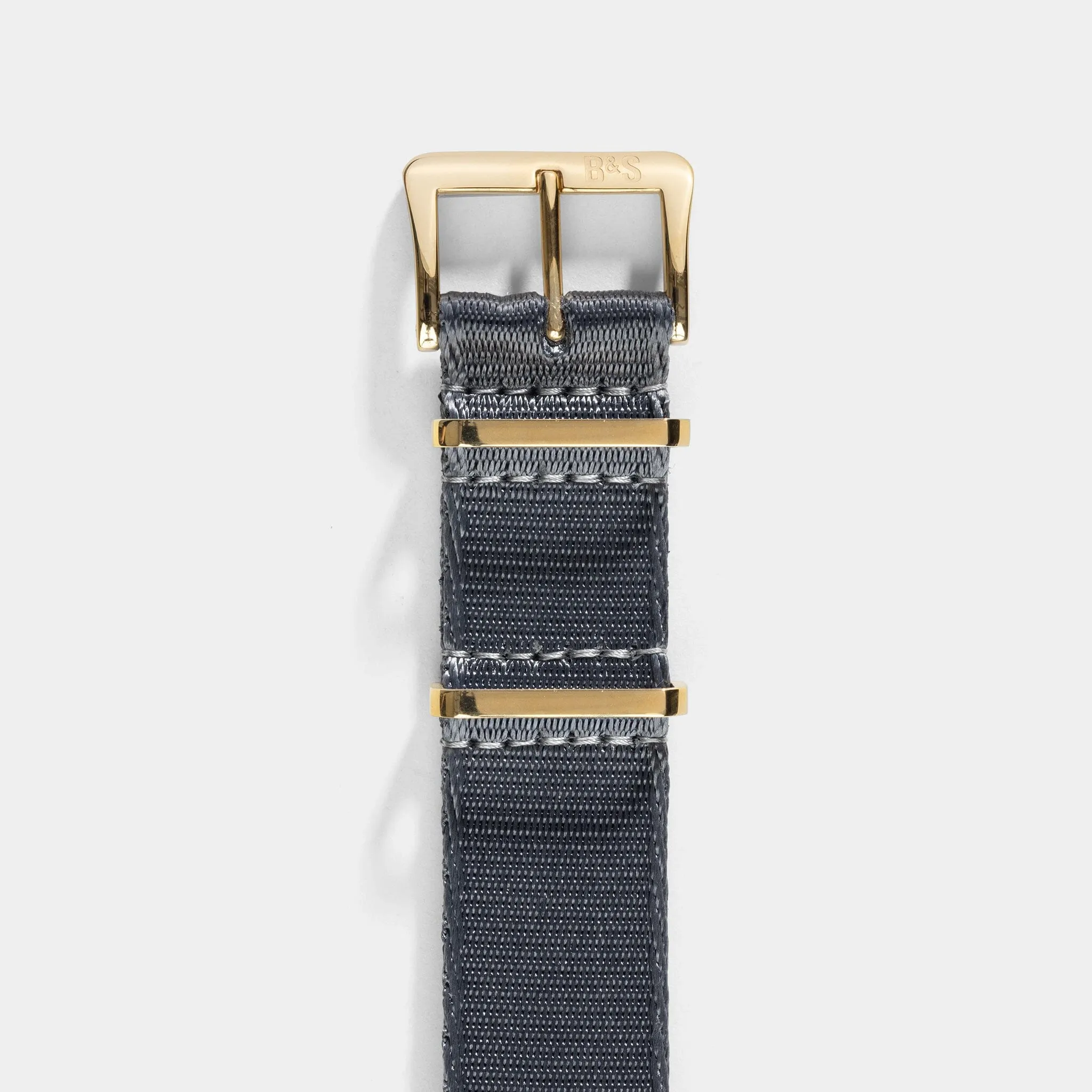 Deluxe Nylon Single Pass Watch Strap Pure Grey - Gold