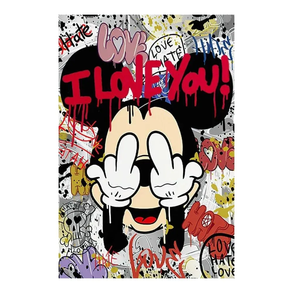 Disney Graffiti Cartoon Mickey Mouse and Donald Duck Canvas Paintings Art Prints