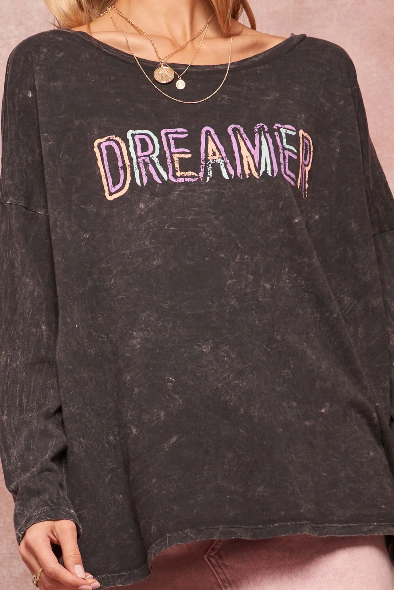 Dreamer Vintage-Washed Long-Sleeve Graphic Tee