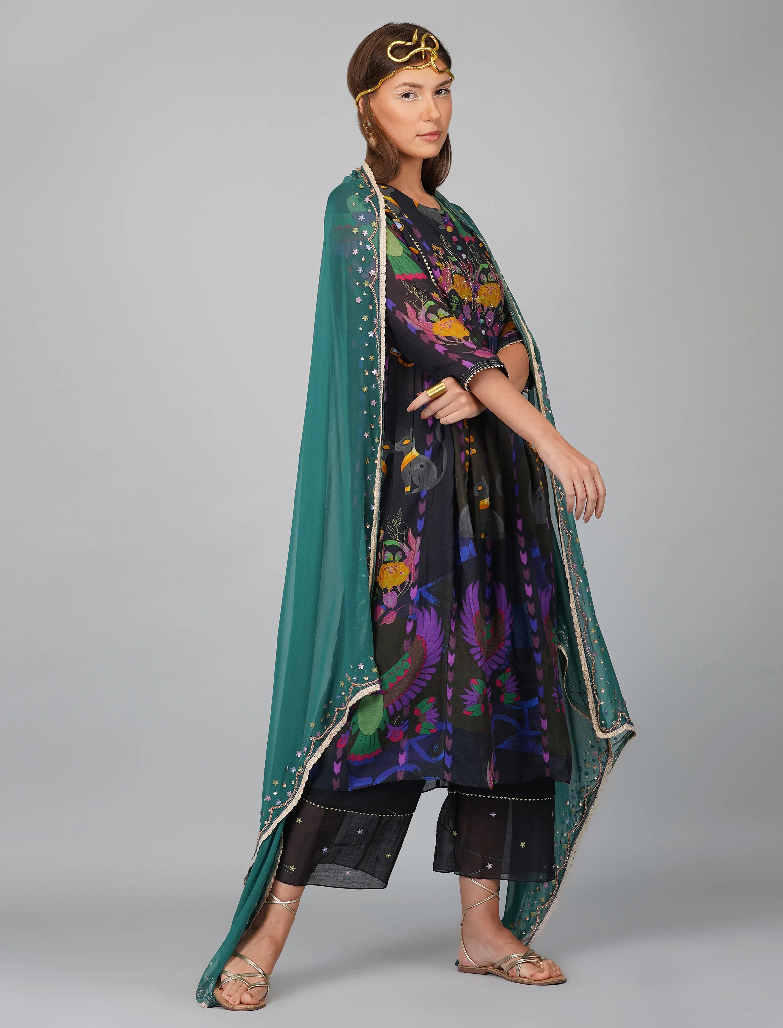 EGYPTIAN PRINT ANARKALI SET