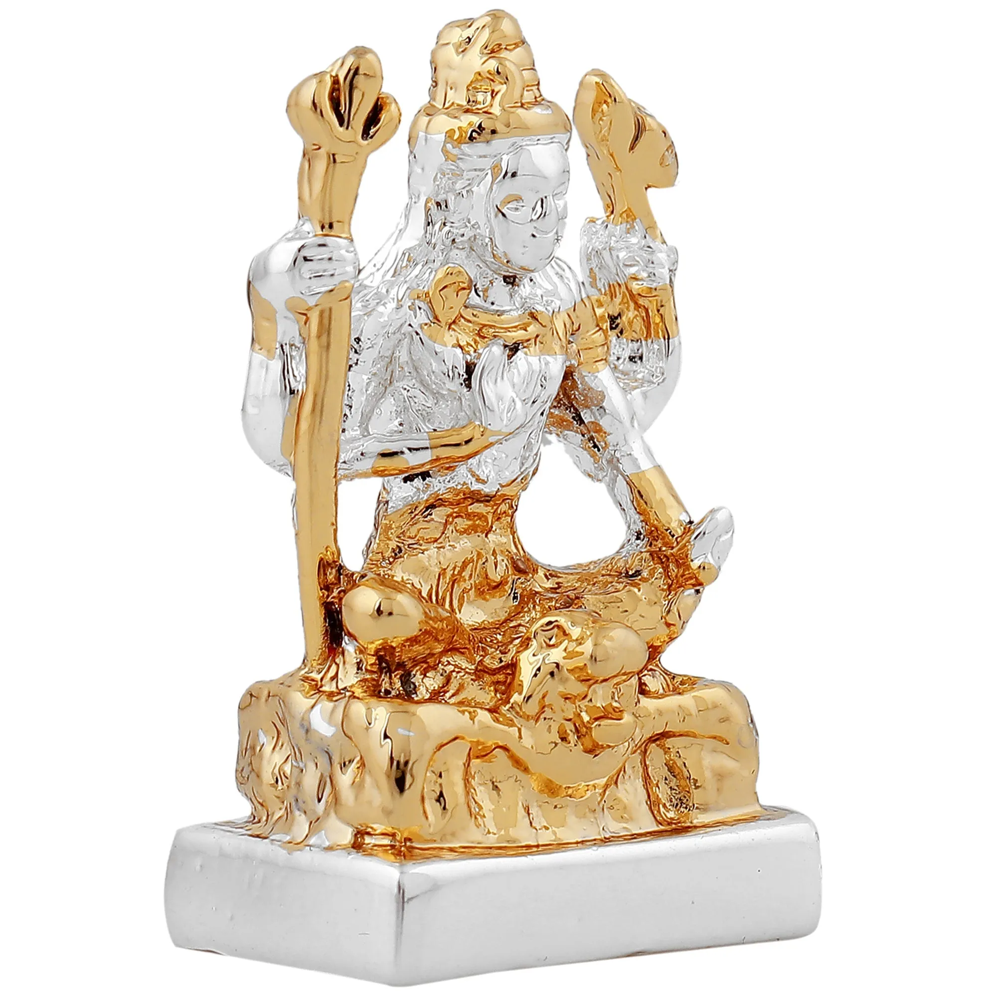 Estele Gold & Rhodium Plated Adi Yogi Shiva idol for Pooja/Car decor