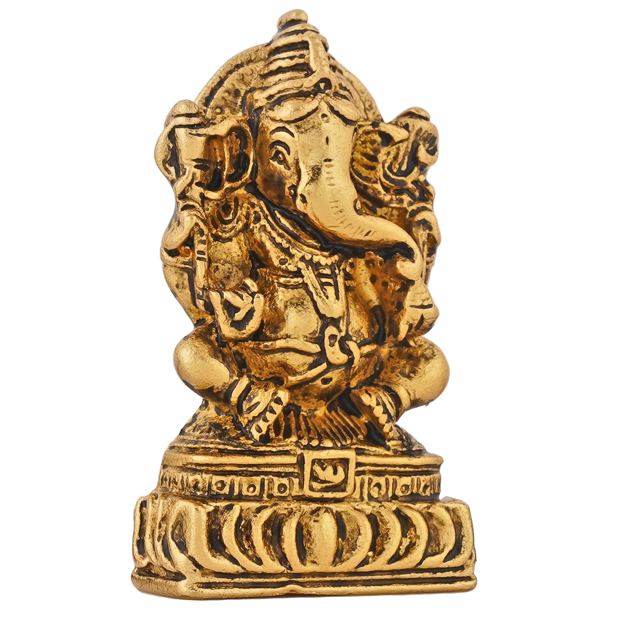 Estele Gold Plated Antique Spiritual Lord Ganesh Idol for Gifts & House Warming/Home/Office Decors.