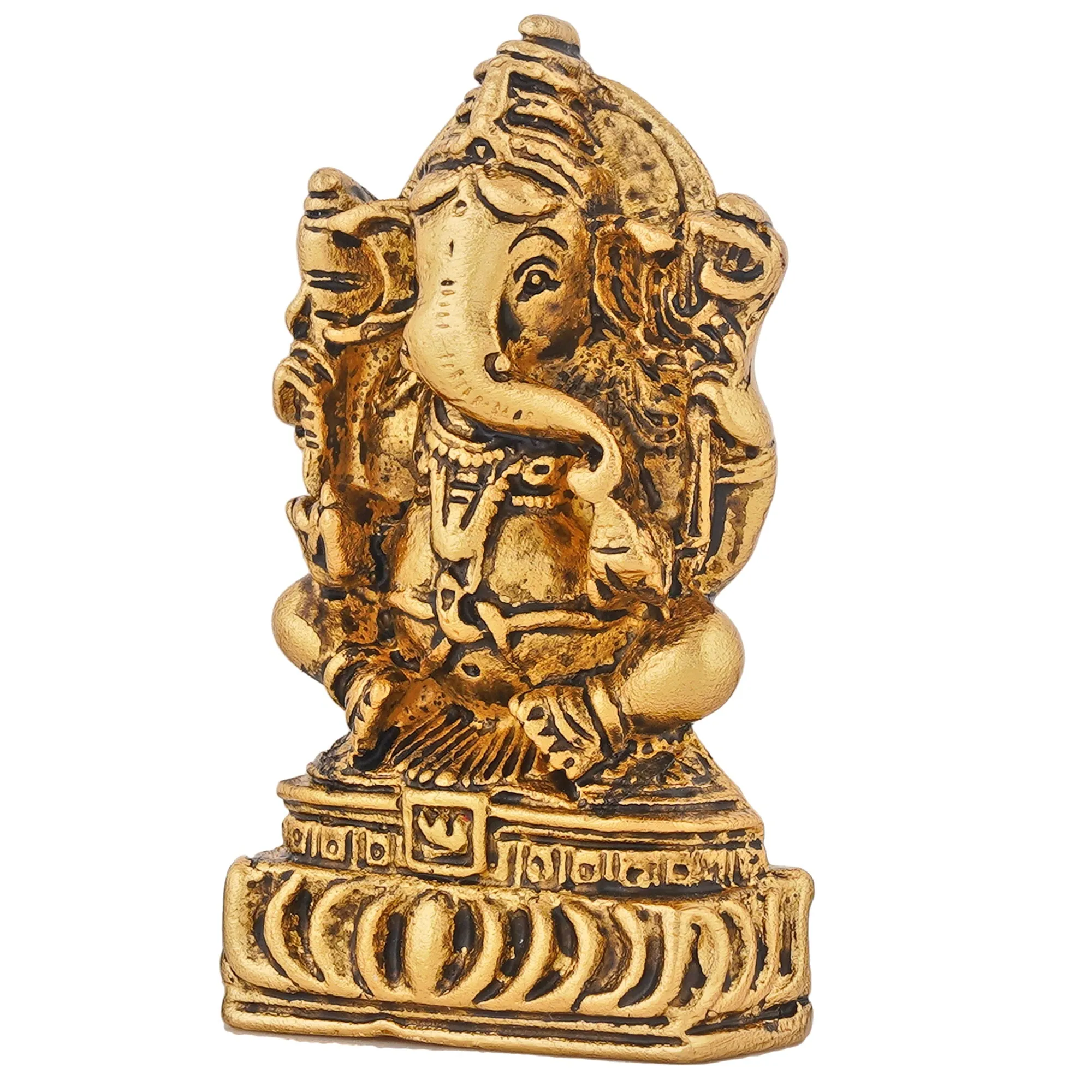 Estele Gold Plated Antique Spiritual Lord Ganesh Idol for Gifts & House Warming/Home/Office Decors.