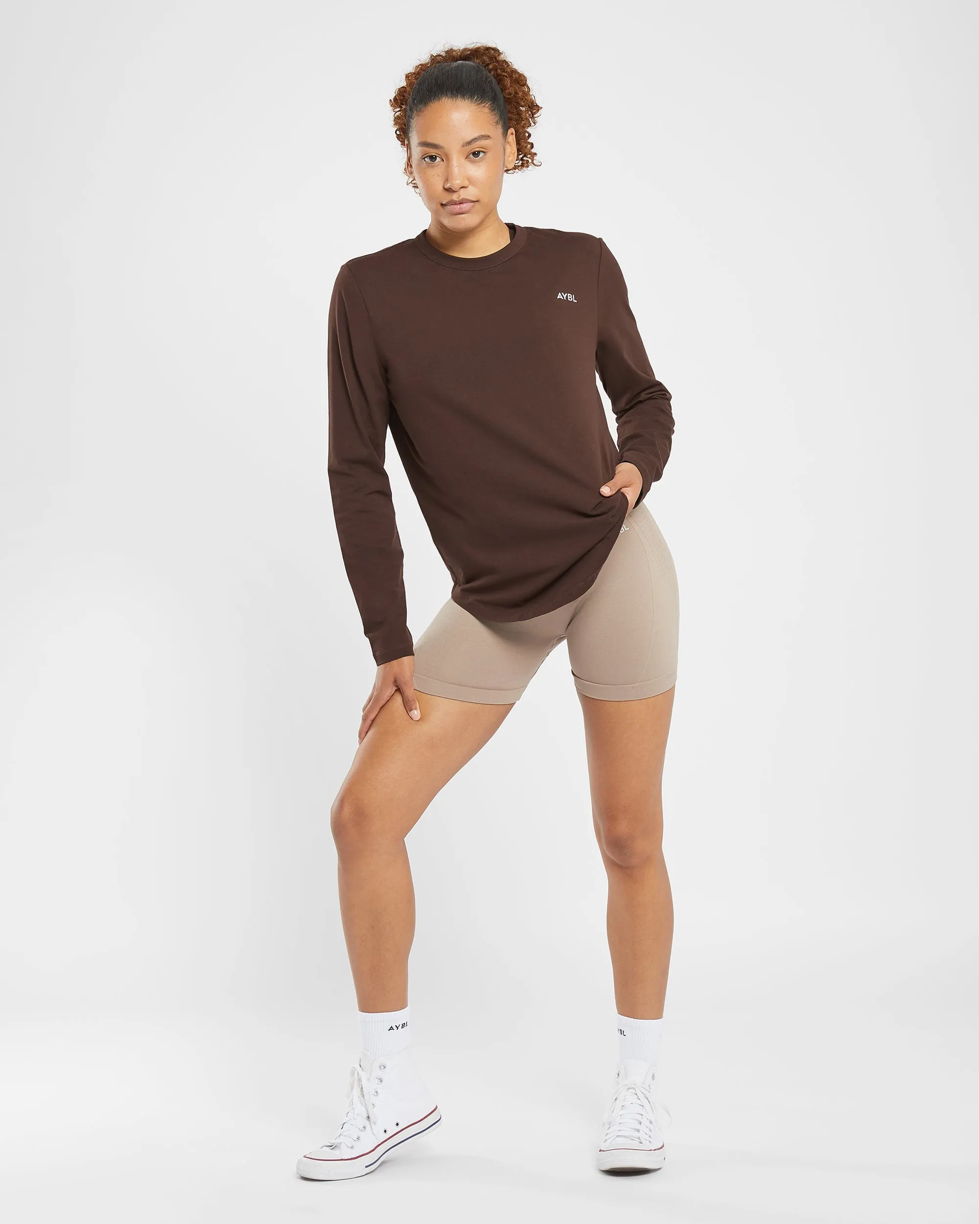 Everyday Relaxed Long Sleeve T Shirt - Brown