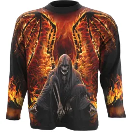 FLAMING DEATH - Allover Longsleeve T-Shirt Black