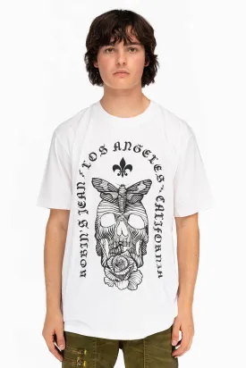 FLEUR-DE-LIS SKULL TEE IN WHITE