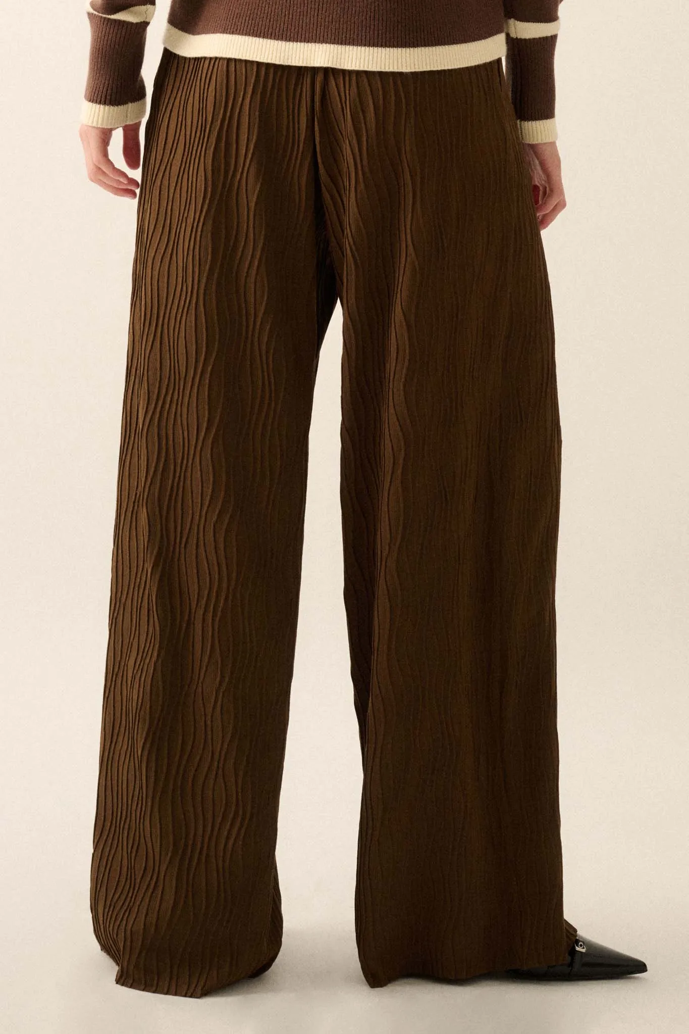 Flow Me Away Wavy Ribbed-Knit Wide-Leg Pants