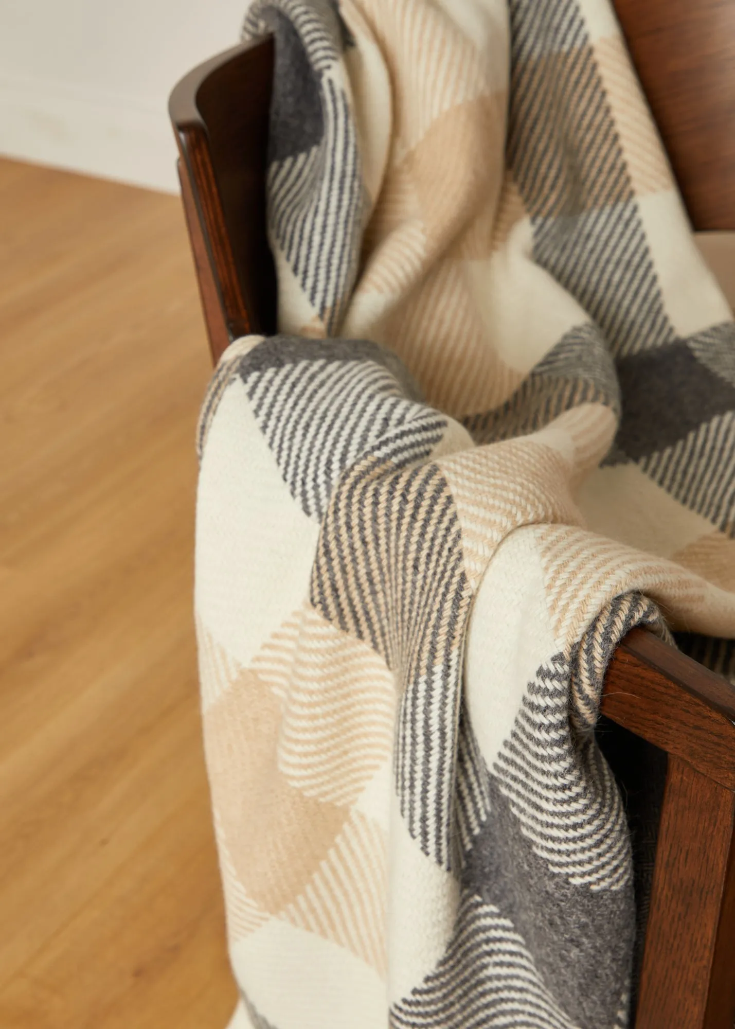 Classic Dublin Check Pattern Merino Wool Throw Blanket from Foxford