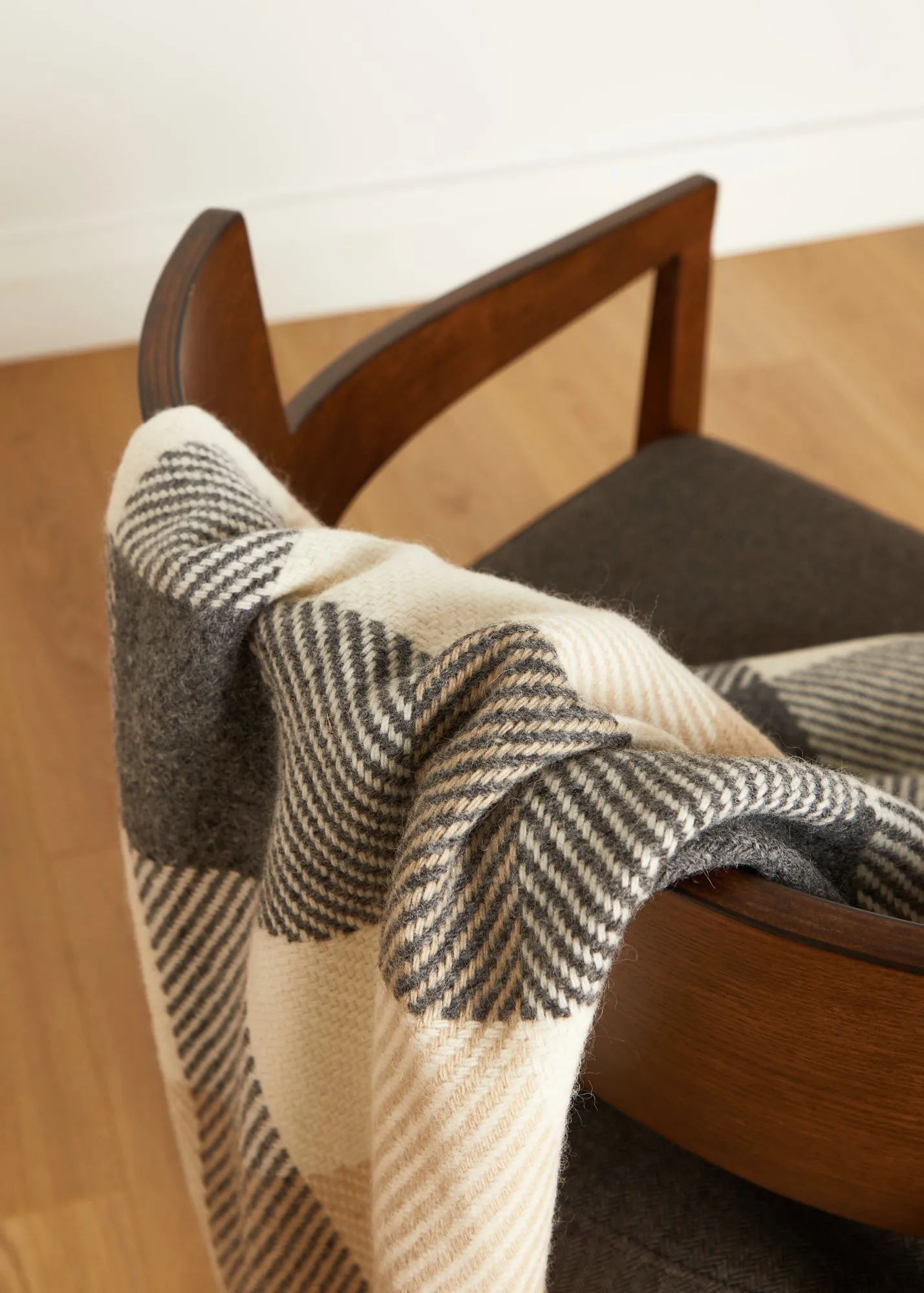 Classic Dublin Check Pattern Merino Wool Throw Blanket from Foxford